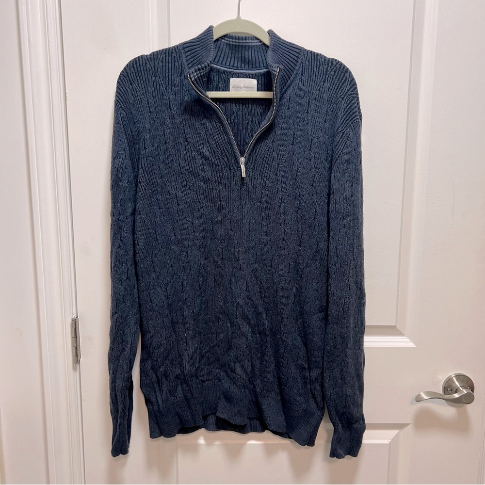 Tommy Bahama Sweater 3/4 zipper blue size L